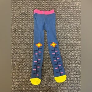 Mini Boden Toddler Tights Size 2–3Y | Blue Yellow Knee Patch Tights